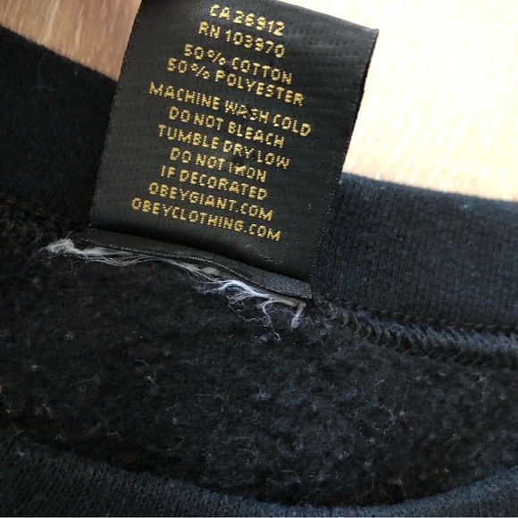 Obey The Last Night Girl Sweater Crew Neck Sweatshirt in Black Made in USA - Picture 8 of 11